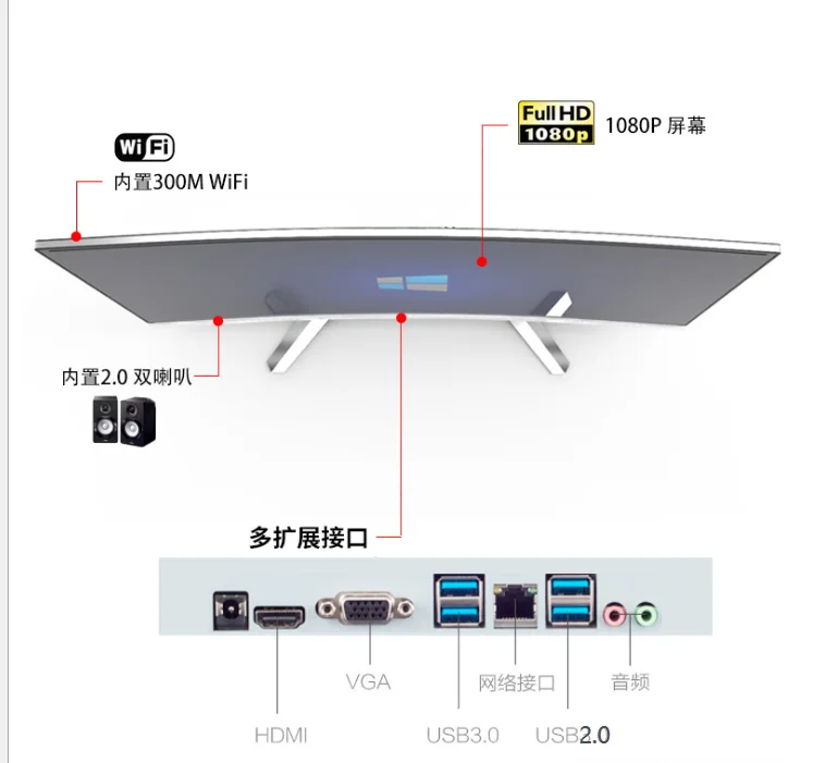 27 Inch Aio Ordenador Todo Inclu Curved Screen SK-CQ Style Intel I7/5/3 All In One Pc Desktop For Gaming Office Working |