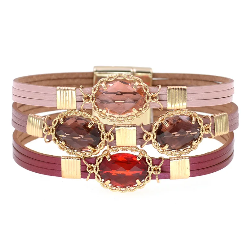 

women bracelets luxury leather bracelets for women charm Bracelets & Bangles Multilayer Wrap Bracelet Femme Jewelry