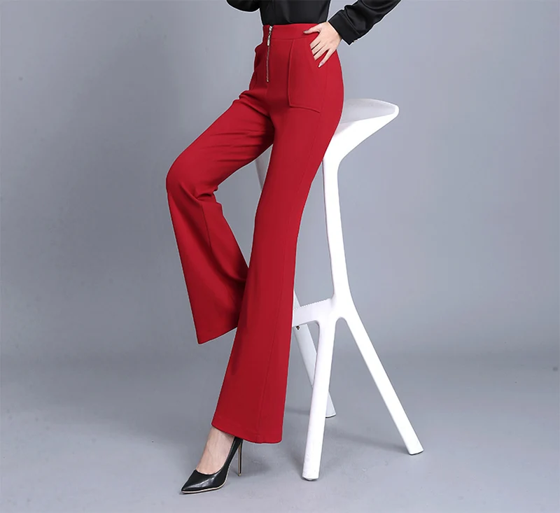Women Red Pants Work Zipper Office Lady Autumn New Arrivals Rtrousers Elegant 3478LY | Женская одежда