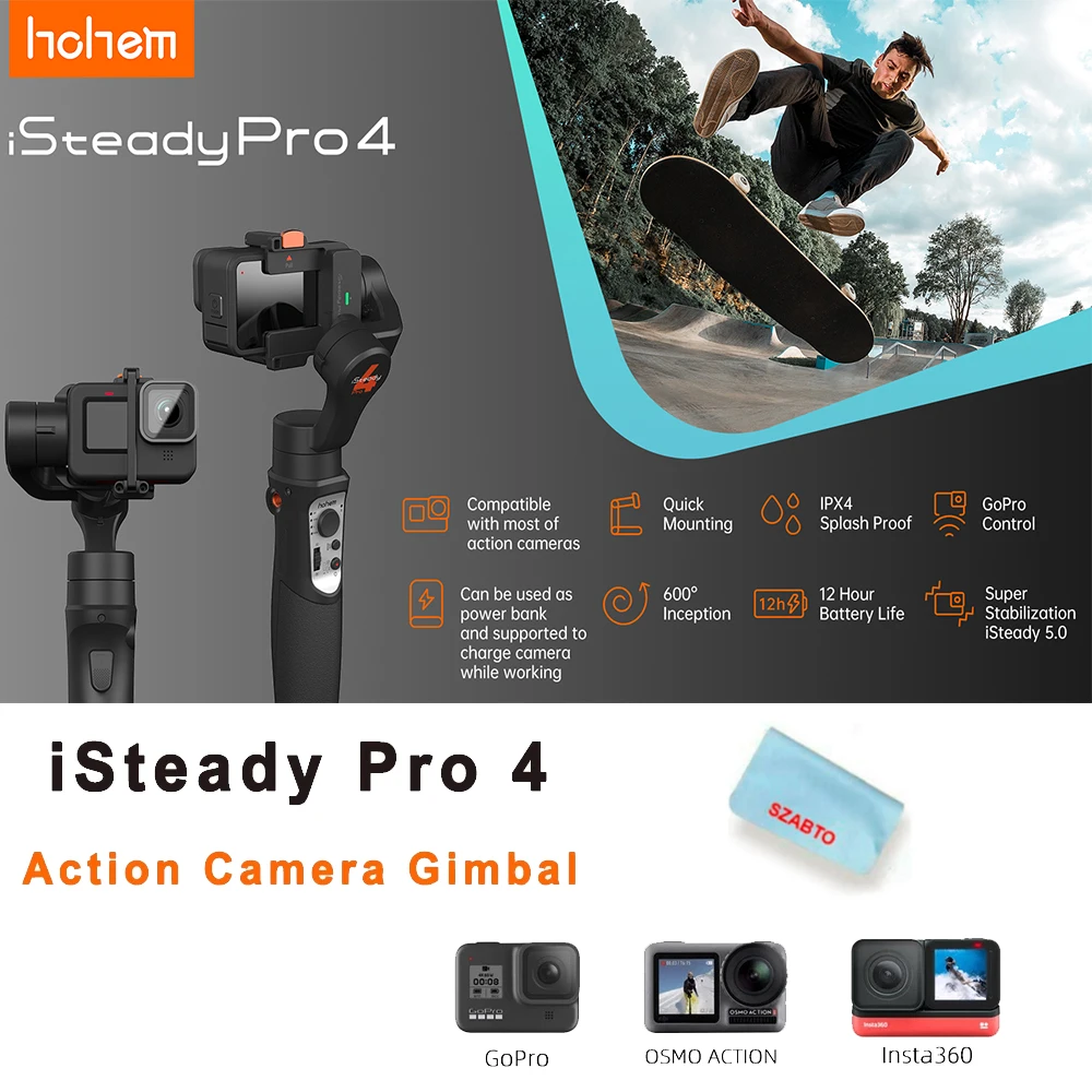 

Hohem iSteady Pro 4 3-Axis Gimbal Action Camera Handheld Stabilizer Anti-Shake Wireless Control for GoPro Hero 10 OSMO Insta360