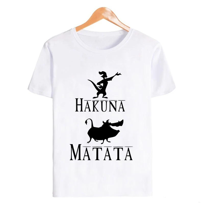Showtly Lion King HAKUNA MATATA женская футболка It Simba Best Friends Harajuku Kawaii уличная Корейская стильная негабаритная футболка - Цвет: XWT0763-white