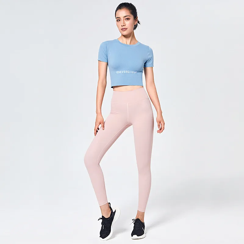 

Women Yoga T-shirt Gym Clothing Seamless Fitness Tops Running Sportswear Workout Tight Elasticity Tracksuit Yoga Short Sleeve