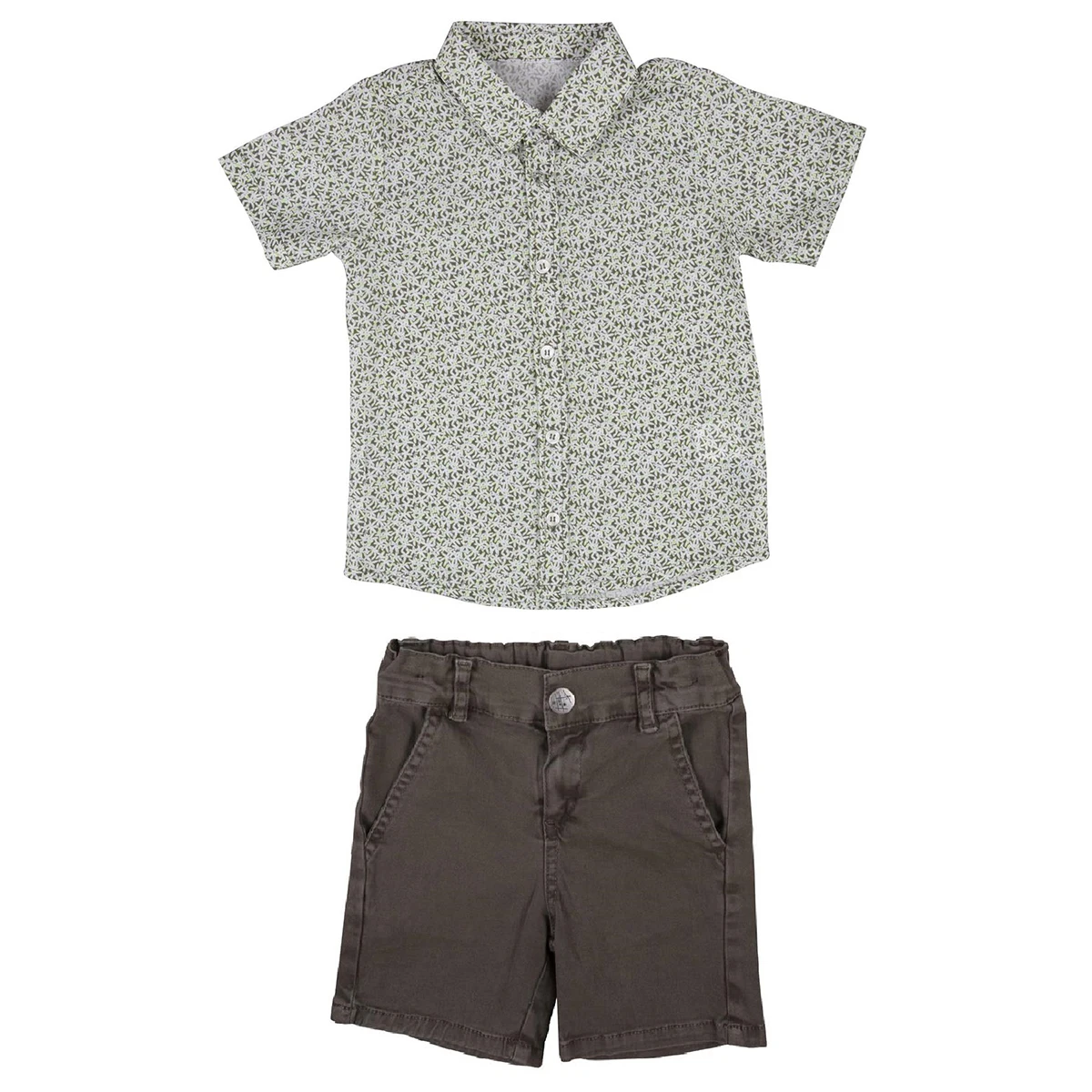 

Bebepan Dinosaur Gabardine Shorts Printed Shirt Set