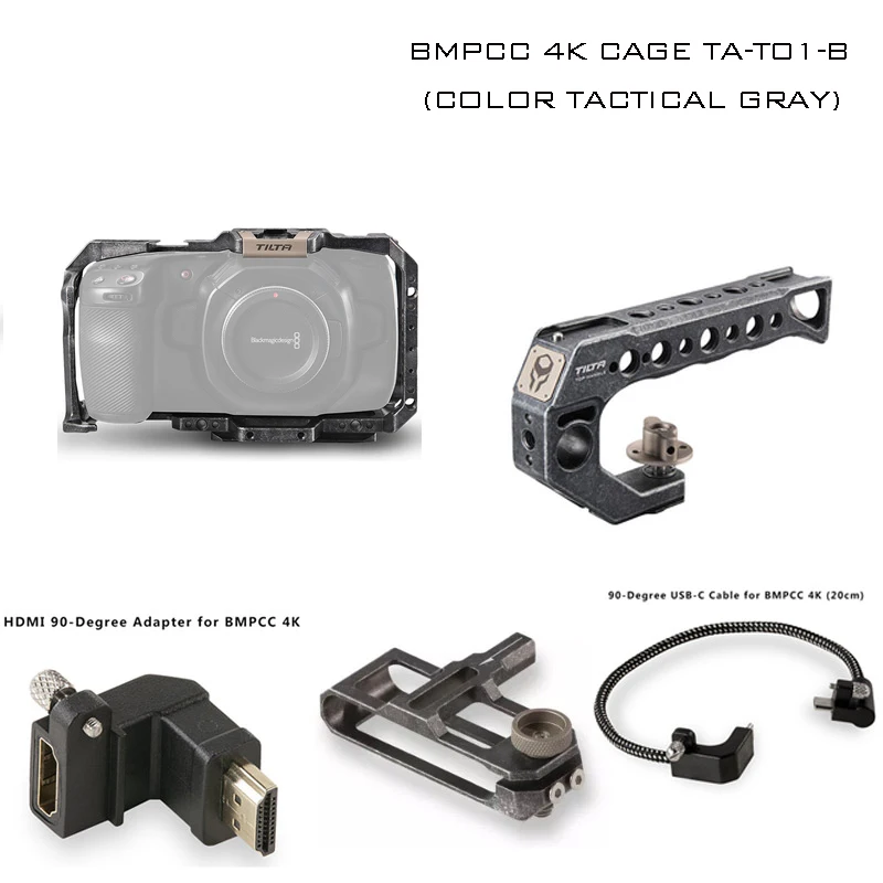 Tactical Finished Tilta BMPCC 4K 6K Cage TA-T01-B-G для камеры с полным корпусом, держатель SSD накопителя, верхняя ручка для BMPCC 4K 6K камеры, базовый комплект - Цвет: Tactical Finished