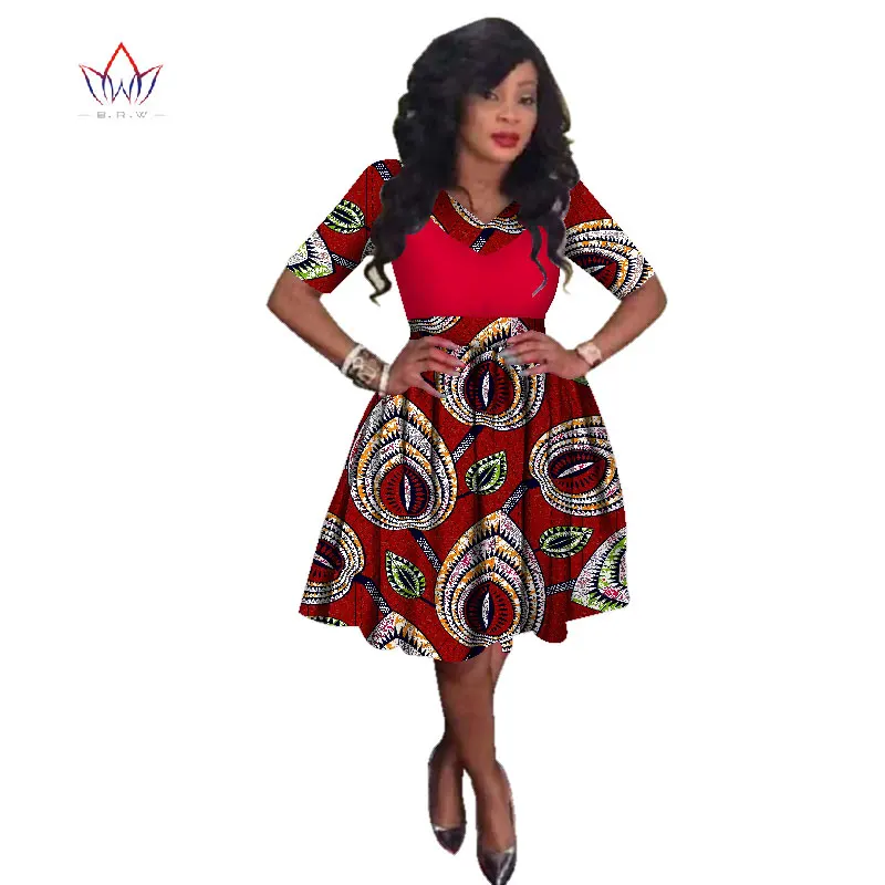 Women Midi Dress African Print Dresses for Three-Quter Sleeve Clothing Plus Size 6XL BRW WY2235 | Тематическая одежда и