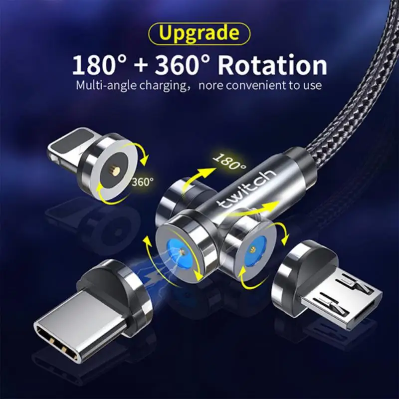 

Magnet Charger Mobile Phone Charge Data Line L-shaped Electromagnetic Cable 540Magnetic Micro USB Type-C Fast Charging Cable