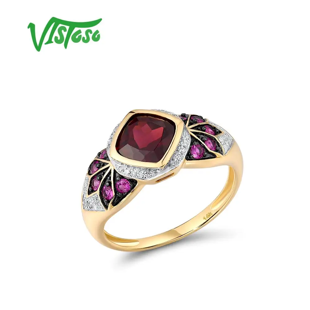 Женское золотое кольцо с камнями VISTOSO из желтого золота 14 к 585 пробы бриллиантами