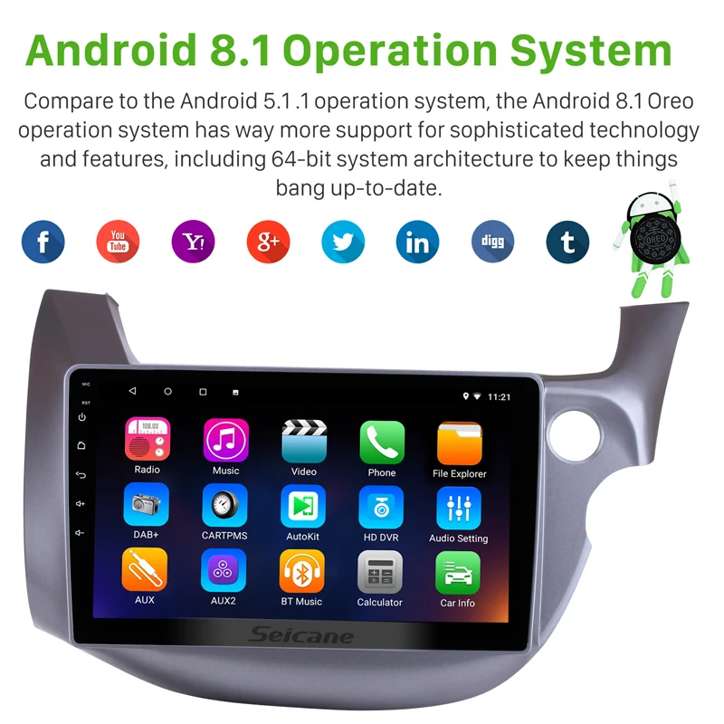 Seicane Android 9 0 10 1 дюймов автомобильное радио стерео для 2007 2008 2009 2016 HONDA FIT JAZZ RHD 2Din