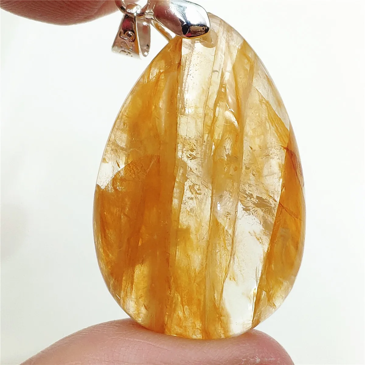 

Genuine Natural Yellow Limonite Phantom Quartz Pendant 33x21x10mm Clear Bead For Women Man Water Drop Necklace AAAAA