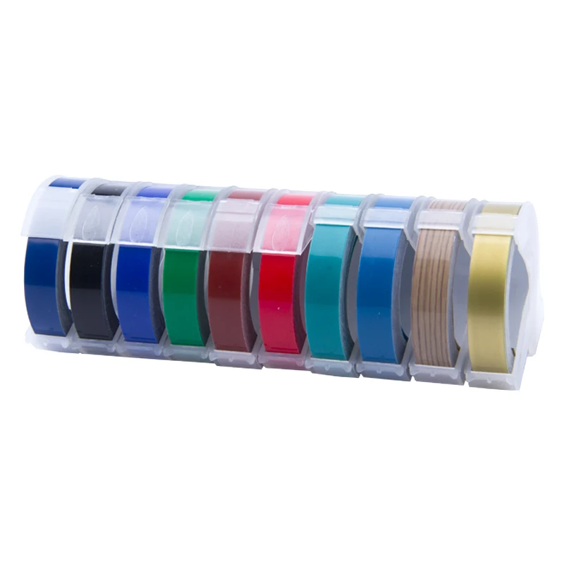 Set 5 UniPlus, 10 шт./лот, Dymo, 3D этикетки, ленты, много цветов, тиснение, маркировщик, сделай сам, буквенный принтер для Motex E101, принтер для этикеток dymo - Цвет: Set 5