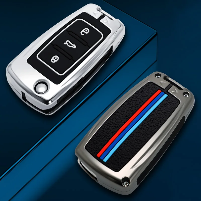 

Zinc Alloy Car Key Cover For VW Polo Golf Passat for Skoda Octavia A5 Bora Jetta Seat Ibiza Leon 3 Buttons Folding Remote Case
