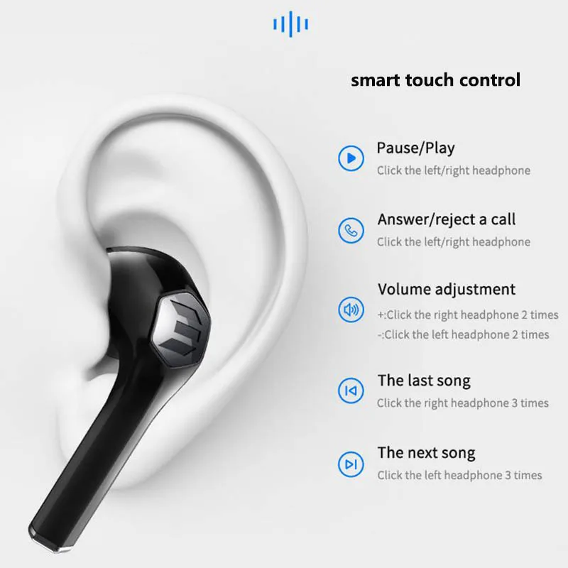 Оригинальные E8 Bluetooth наушники с сенсорным управлением отпечатков пальцев