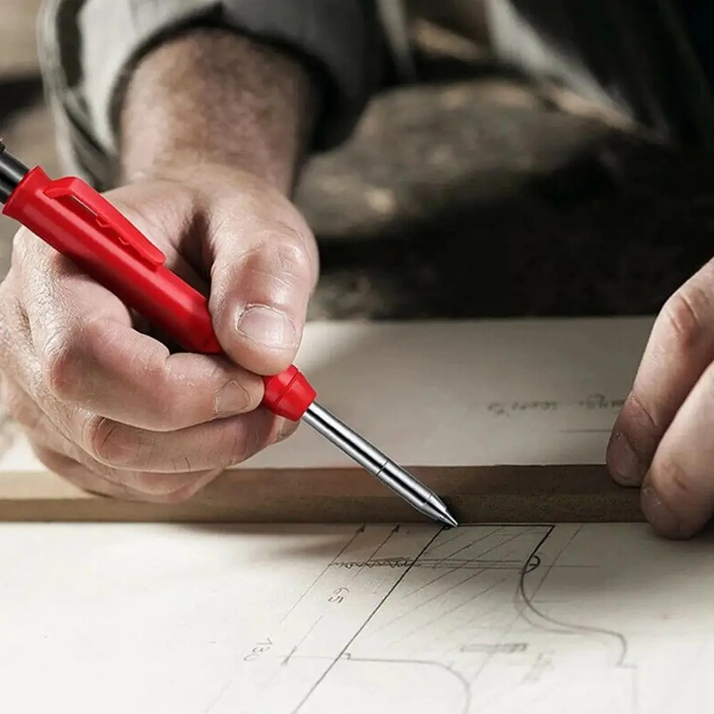 

Carpenter Pencil Set Built-in Sharpener 7Refill Leads for Woodworking Construction Marker Deep Hole Mechanical Pencil Tool