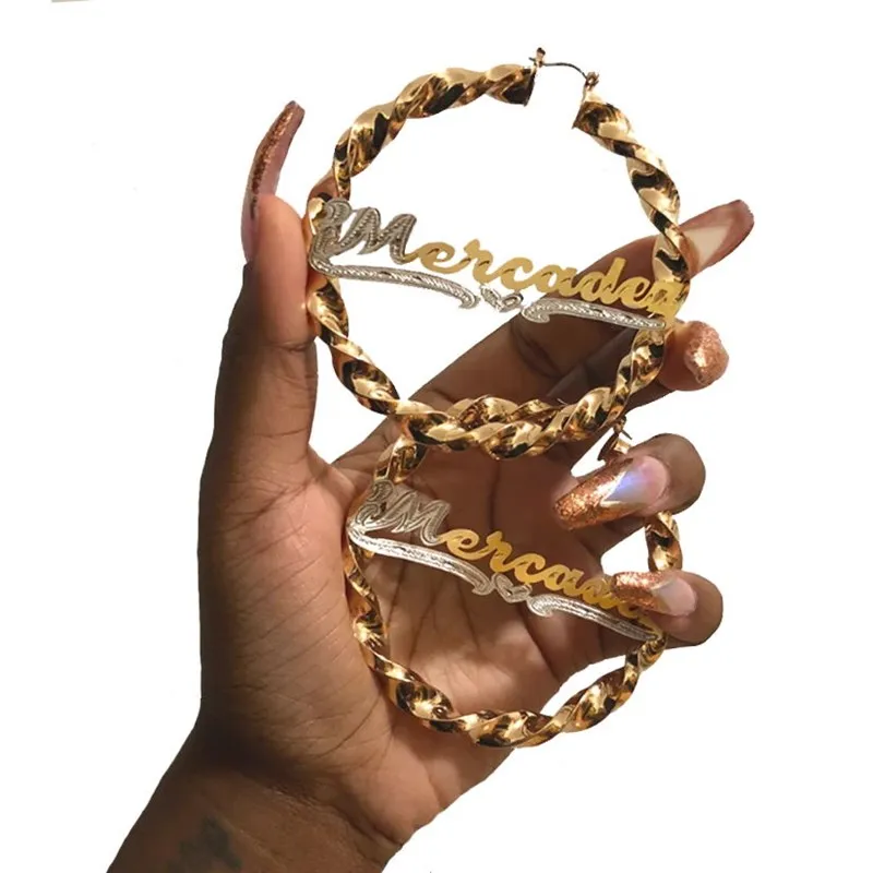 DUOYING модные именные серьги персонализированные в стиле хип хоп медные