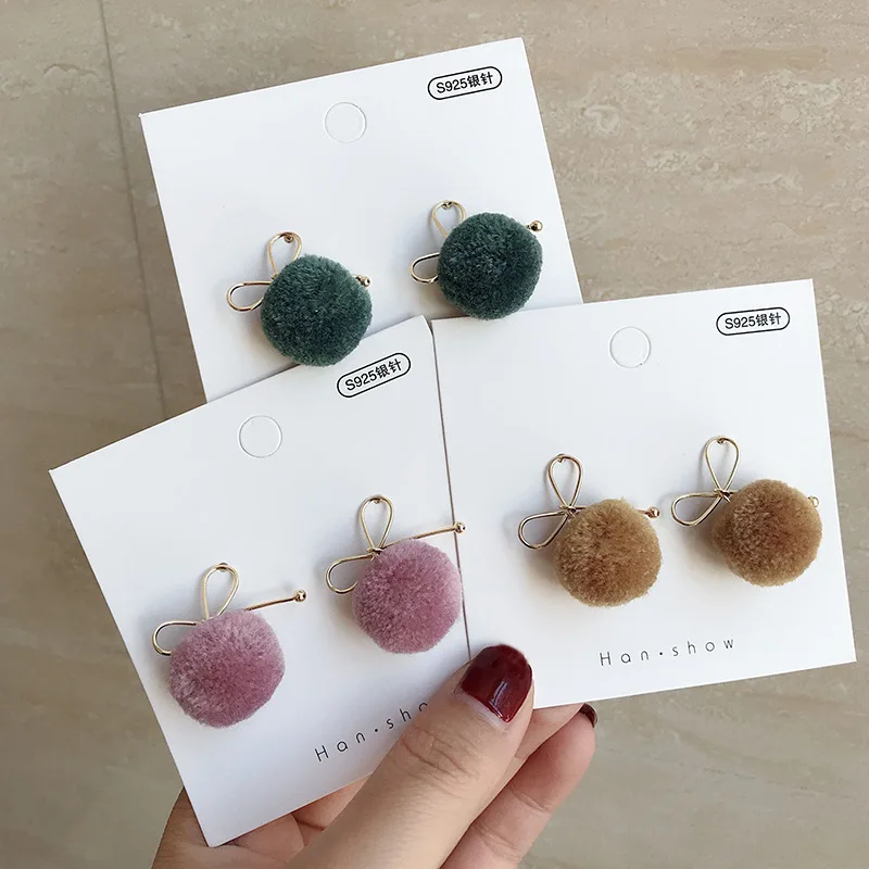 Милые яркие женские сережки в Корейском стиле с милым бантом Простые короткие