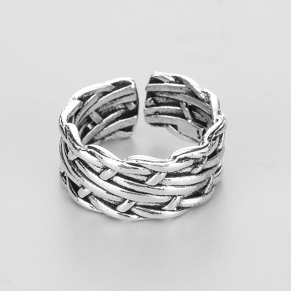 

2021 Men Ring Opening Adjustable Size Twisted Geometric Metal Engagement Ring Promise Rings for Couples