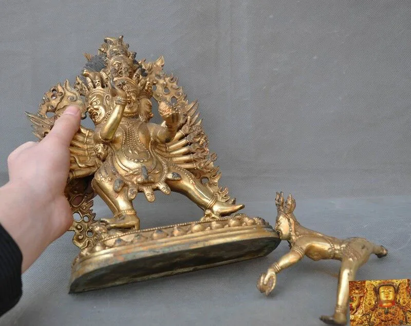 

wedding decoration Old Tibetan bronze 24k gold Hevajra Yab-Yum Vajravarahi Kalachakra Buddha statue