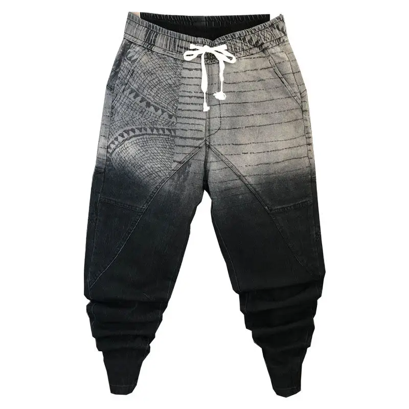 Модные мужские шаровары Idopy удобные с постепенным цветом винтажные вырезом