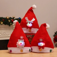 merry christmas hat light up led new year navidad cap snowman elk santa claus hats for kids children adult xmas gift