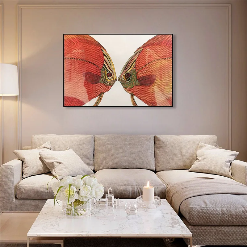 

Abstract Animal Canvas Painting Grey Elephant Dragonfly Bird Fish Poster and Print Nordic Wall Art Picture for Living Room Decor