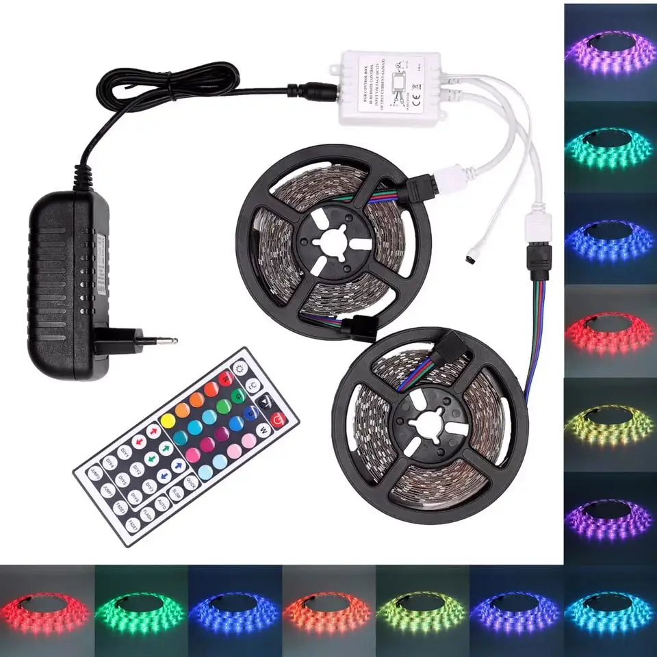 Светодиодная лента RGB 5 м/10 м/15 м водонепроницаемая с инфракрасным датчиком