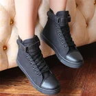 Кеды женскиемужские джинсовые высокие, высокие кроссовки из денима, на шнуровке, повседневная обувь для тенниса, черные 44