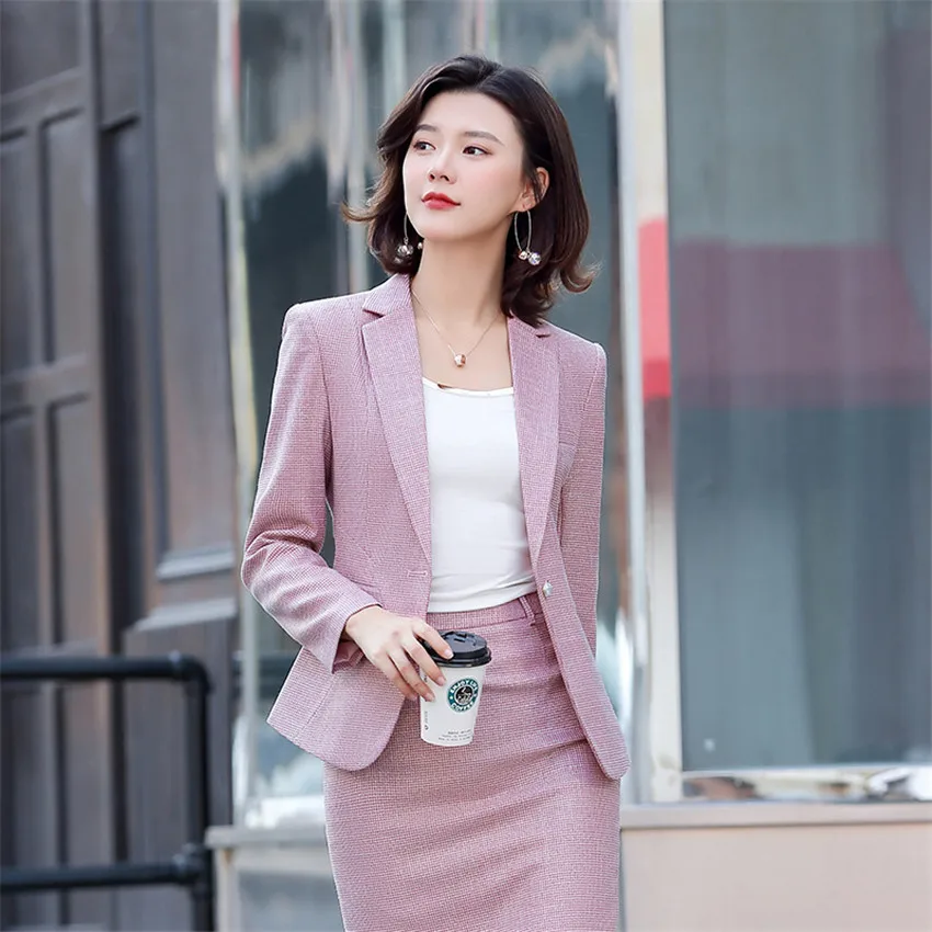 Женская модная офисная одежда весна-осень 2020 женские костюмы с юбкой официальная