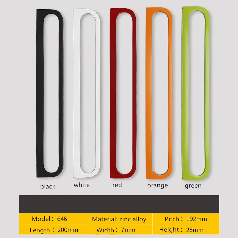 

Ручки для шкафа из цинкового сплава, цвета чёрный/белый/красный/оранжевый, Modern Style