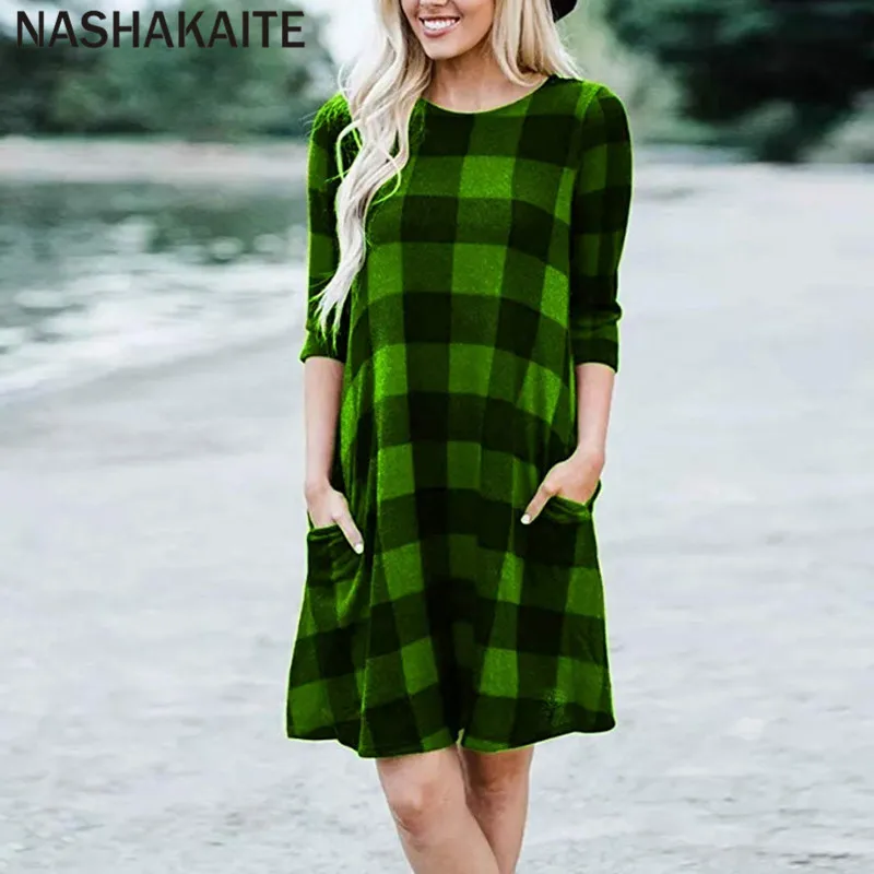 NASHAKAITE/модные платья для мамы и дочки; мини-платье в клетку с карманами в три четверти; одежда для мамы и дочки; платье для мамы и дочки