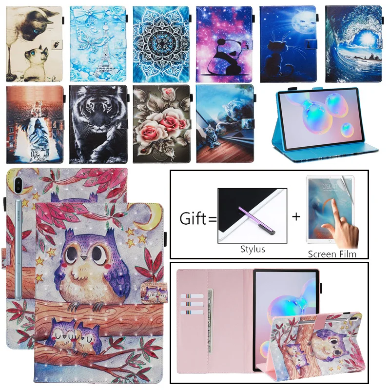 

Чехол с принтом Совы и кота для Samsung Galaxy Tab S6, 10,5 дюймов, SM T860, T865, умный чехол с откидной крышкой и подставкой, чехол для SM-T865