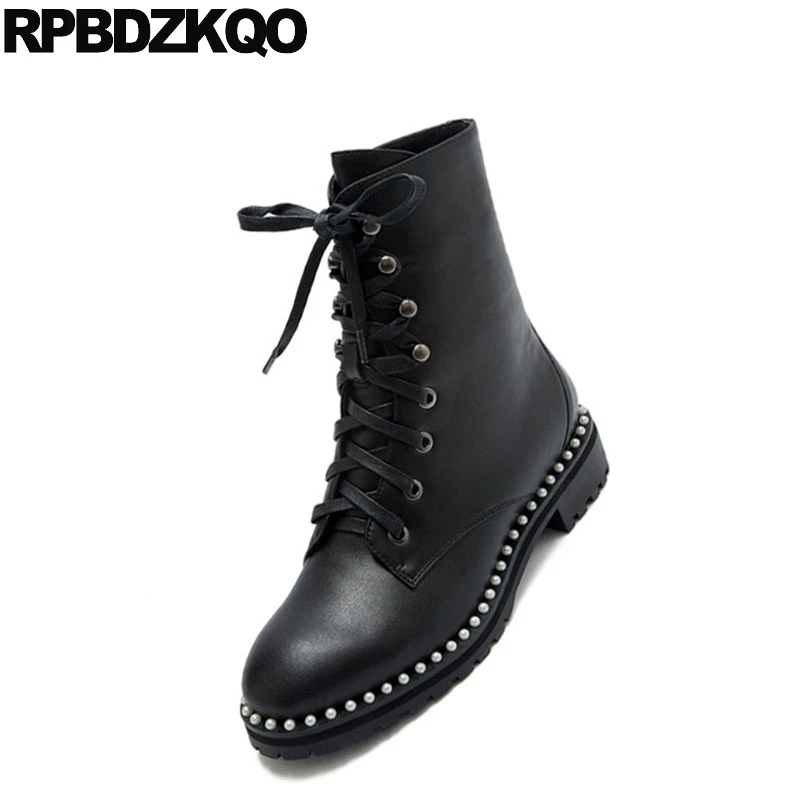 Женские осенние ботильоны из натуральной кожи и замши в стиле милитари