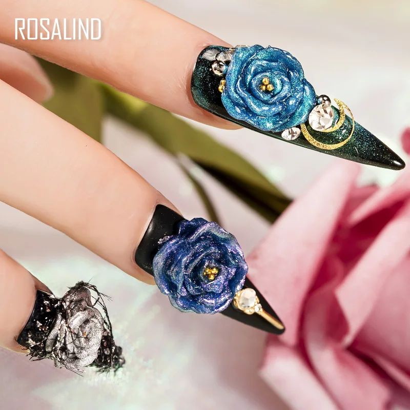 Гель лак для ногтей ROSALIND дизайна с блестками полуперманентный удаляемый