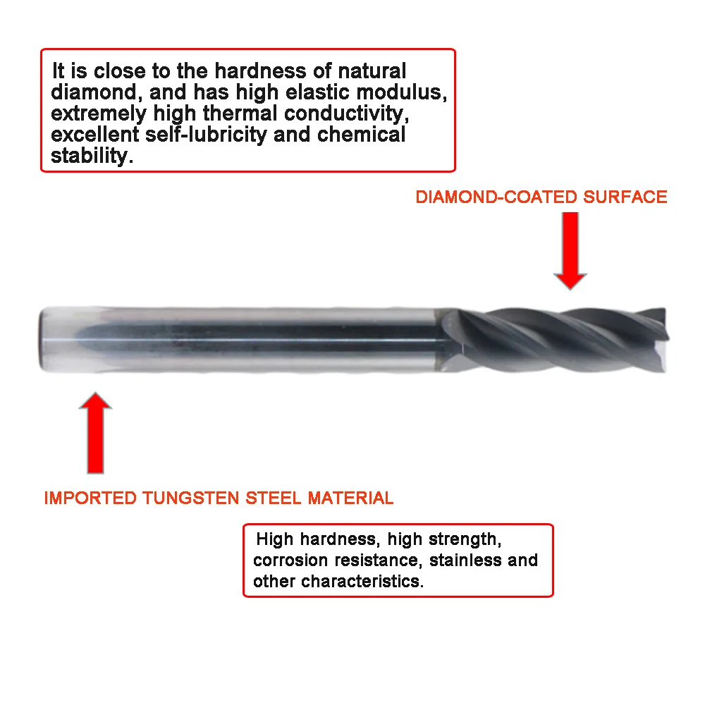 Beable tool Carbon Fiber Diamond Coated CVD Milling Cutter 4F Tungsten Steel Cutting Tool Denture Needle Dental Knife Sharpen |