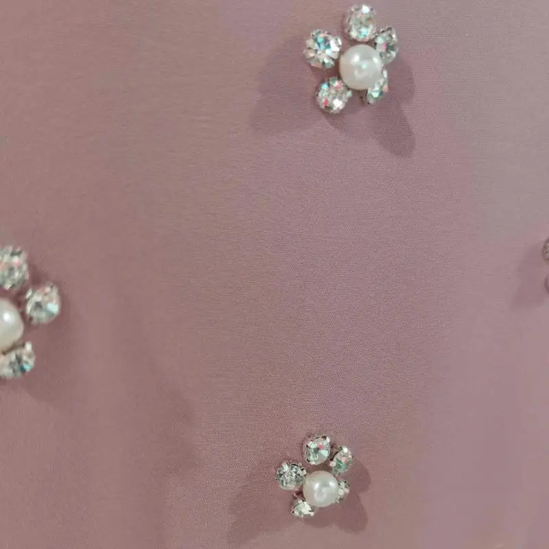 

Islamic Ladies Pink Hand-sewn Rhinestone Pearl Long-sleeved Long Fresh And Sweet Style Dress Middle Eastern Long Skirt Abayas