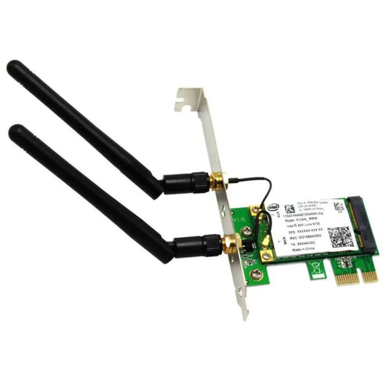 Беспроводная сетевая карта Wi Fi Mini PCI E Express на адаптер 2 антенны Внешний ПК