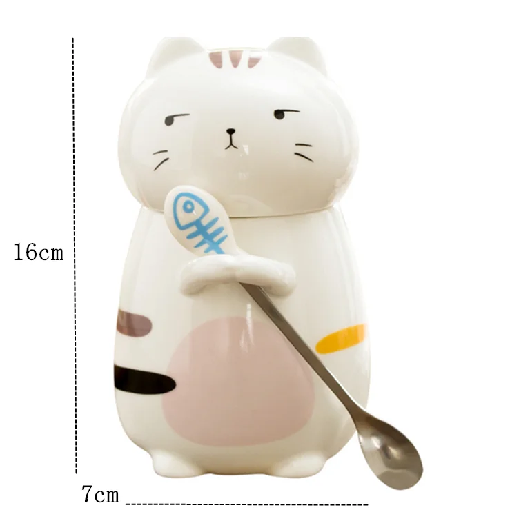 400 мл Милая кошачья керамика кофейная кружка с крышкой ложки креативная ручная