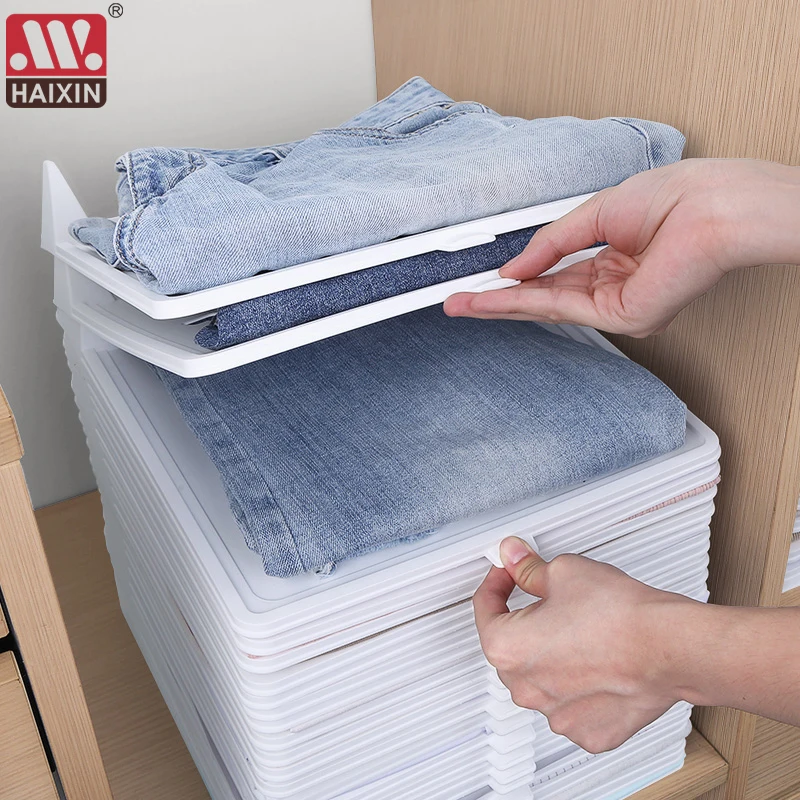 Home Closet Organizer 10Pcs Creative Fast Clothes Fold Board Clothing Organization Shirt Folder T-shirt Document Finisher 2021