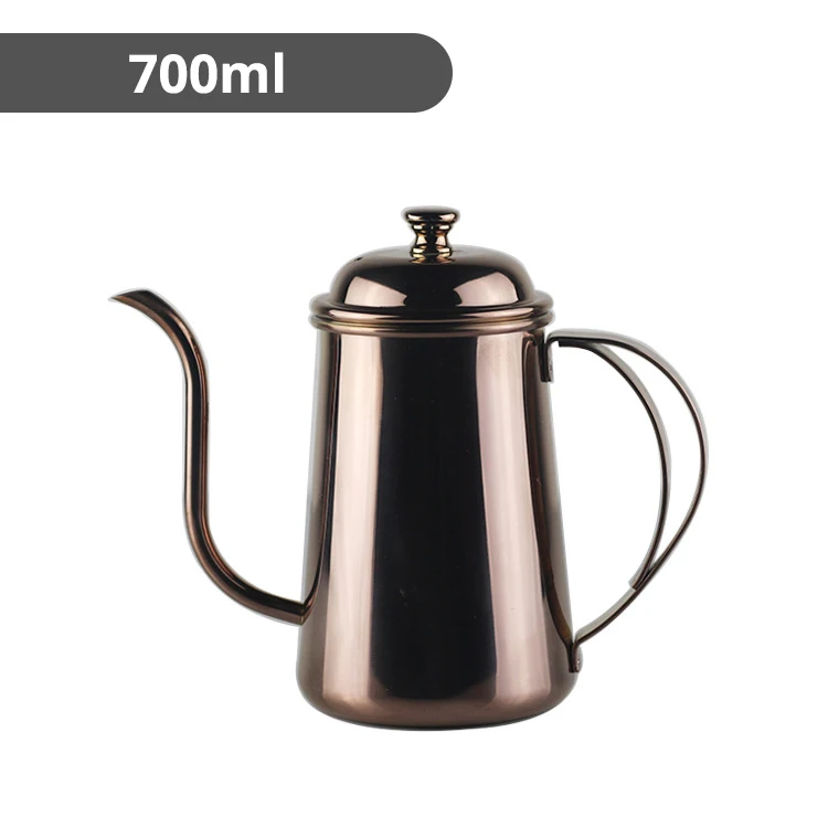 Rose gold 700ml Высокое качество нержавеющей стали залить над кофе и чайник, капельный чайник аксессуары для кофеварки батареи печи - Цвет: Rose gold 700ml