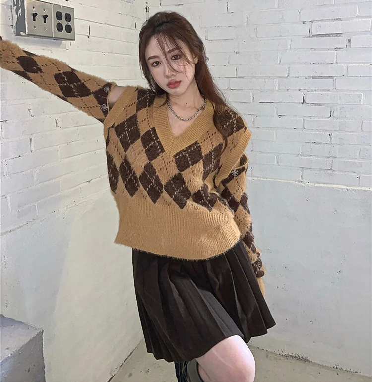 Женский Повседневный комплект из 2 предметов свитер и плиссированная юбка в