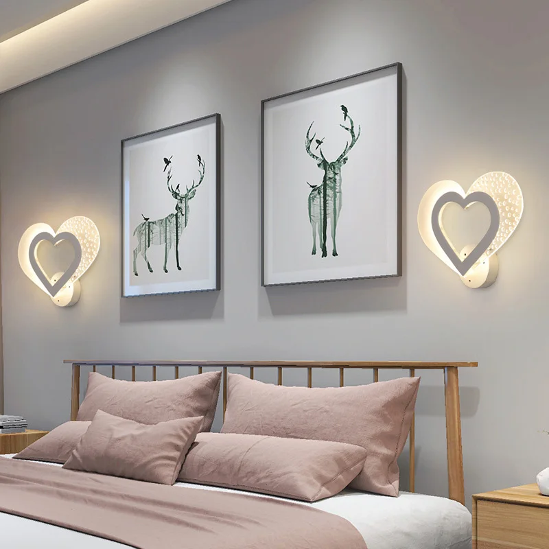 Белый акриловый настенный светильник с милым сердцем украшение для свадебной