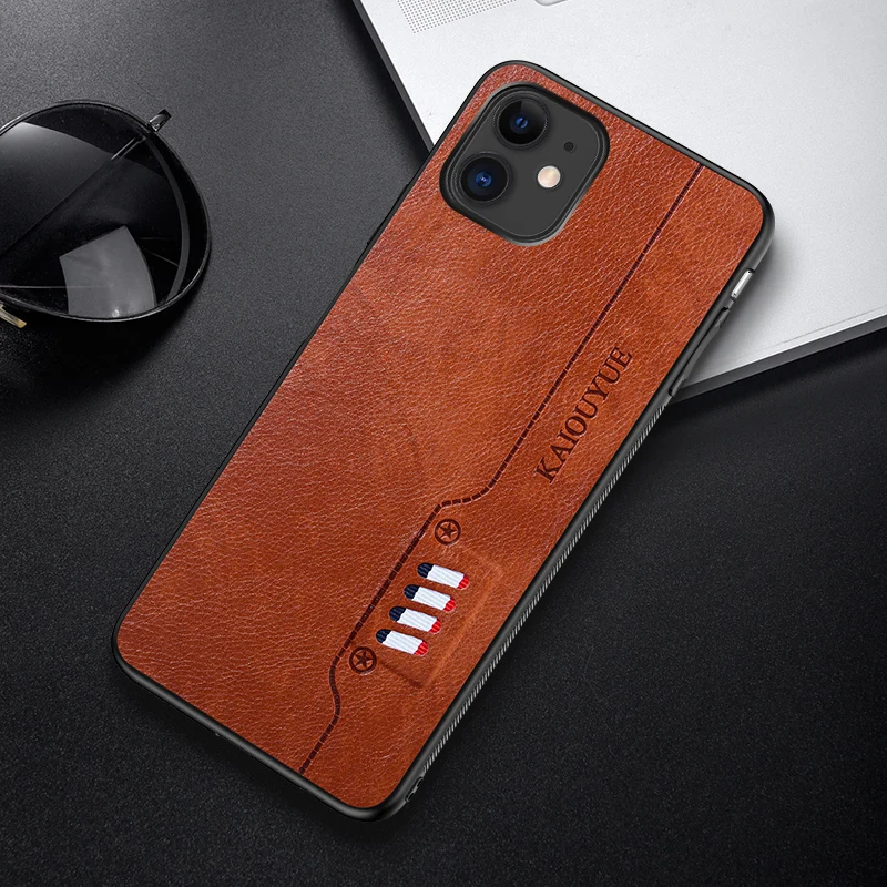 Для apple для iphone 11 12 pro Max чехол бизнес кожа ретро силиконовый 6 6s + 7 8 X XR XS