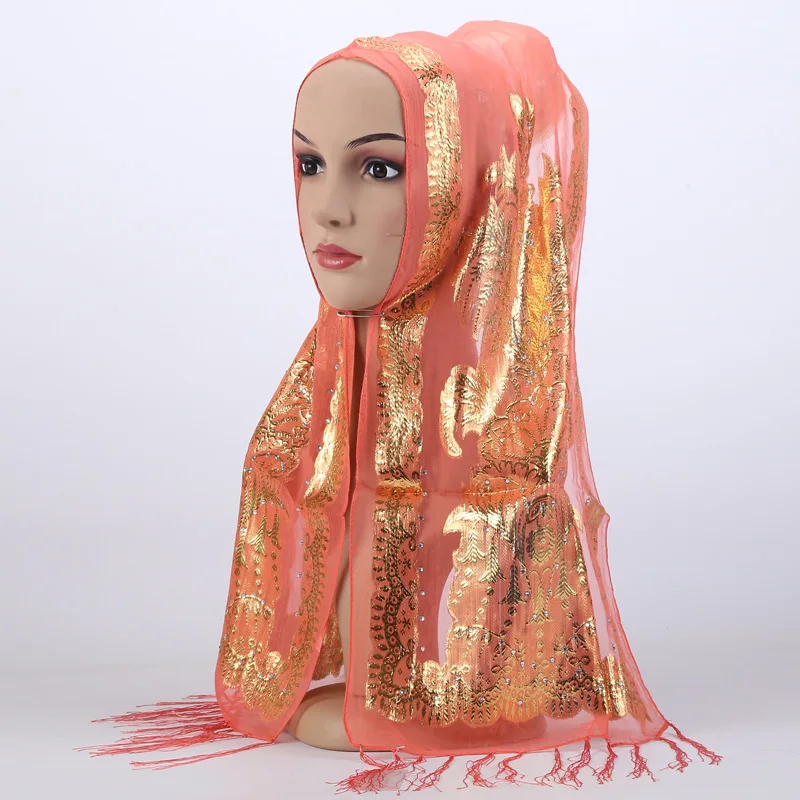 

Hijab Scarf Muslim Turbans Hijabs Caps For Women Fashion Tassel Mesh Scarf Shawls 2021 New Islamic Female Headscarf Hat 30*125cm