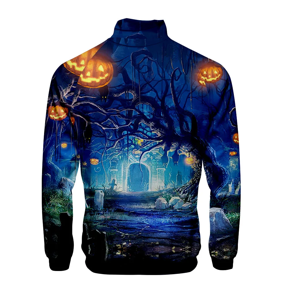 Хэллоуин НОВЫЙ 3D для женщин/мужчин мода молния стоячий воротник Повседневная