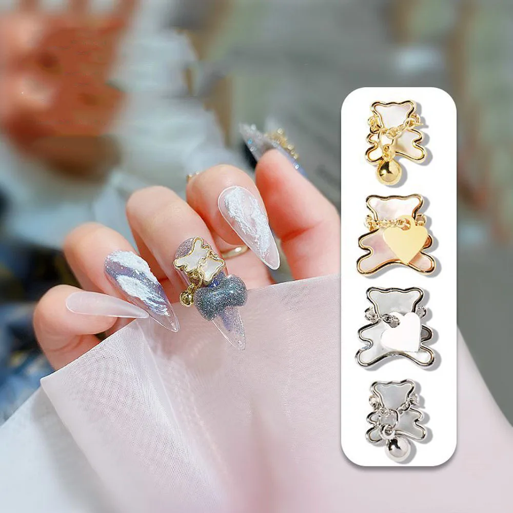 

Fritillary Heart Pendant Bear Nail Art Jewelry Shell Metal Nail Decoration Zircon Exquisite Nail Art Accessories