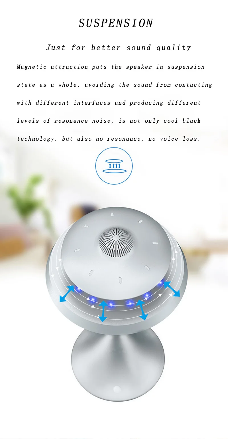 Смарт Bluetooth колонки НЛО Стиль Магнитная подвеска семь цветов светодиодный свет супер бас водонепроницаемый стерео беспроводной зарядки