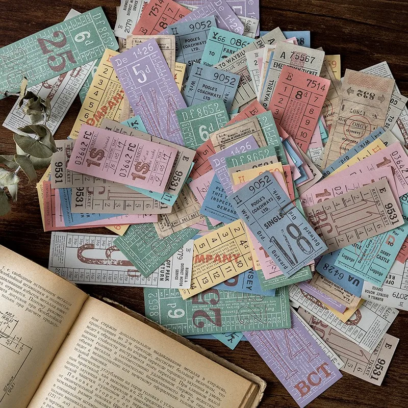 100 Pcs/Set Retro Ticket Series Self Adhesive Memo Pad Sticky Notes School Office Supplies Notepad Label | Канцтовары для офиса и