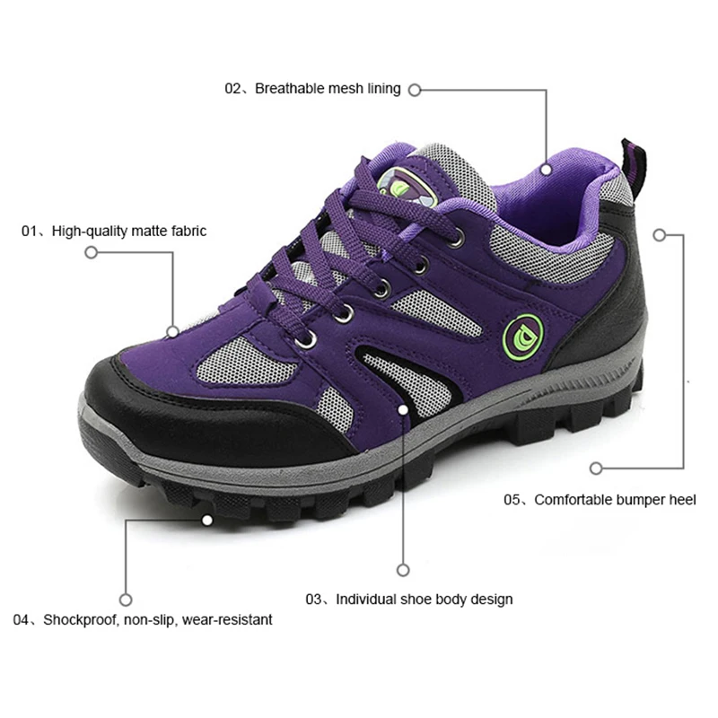 Women Hiking Shoes Mountain Climbing Shoes Female Light Camping Travel Sports Sneakers Waterproof Woman Trekking Boots 35-40