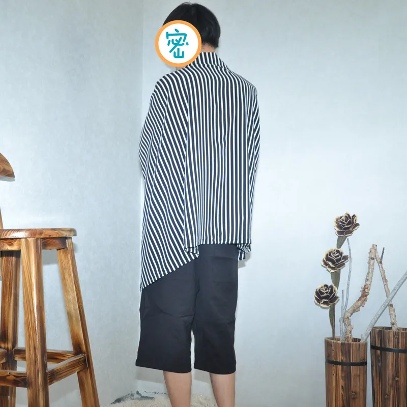 Ветровка мужская в тонкую полоску длинная рубашка с рукавом летучая мышь