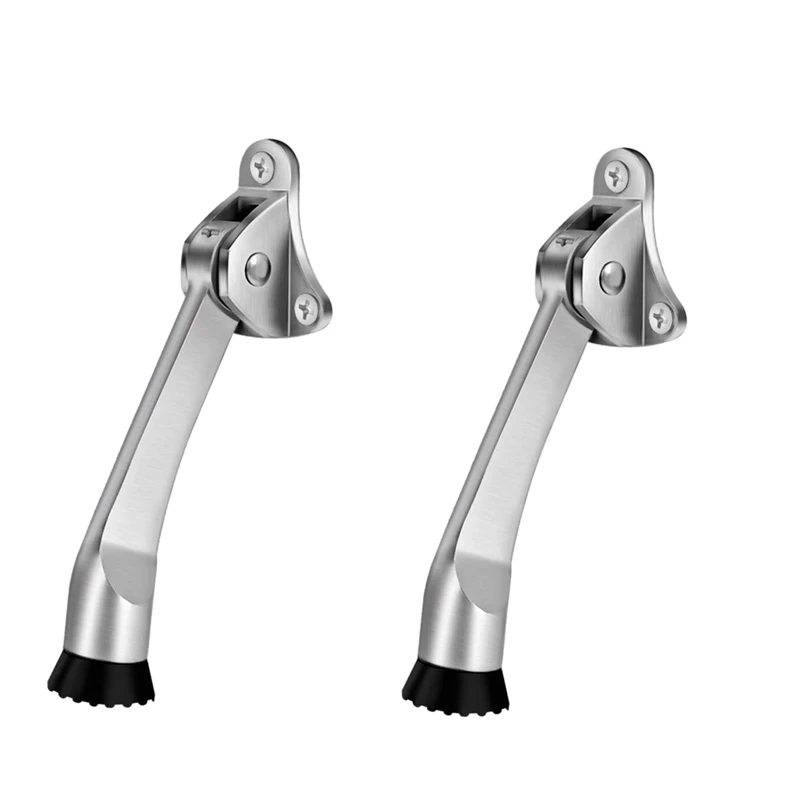 

2 Pack 4-Inch Kickdown Door Stop Door Kickstand, Door Stopper Hinge, Metal Door Stopper with a Non-Slip Rubber