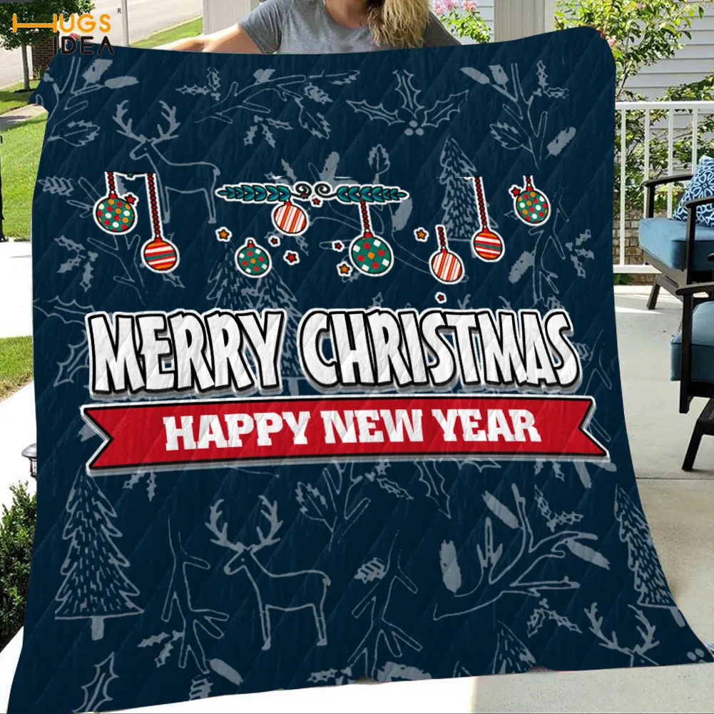 Comprare HUGSIDEA Buon Natale Trapunte Premium Inverno Caldo Festa Spessa Coperta Personalizzata Babbo Natale Design Biancheria Da Letto Fodera Trapunta